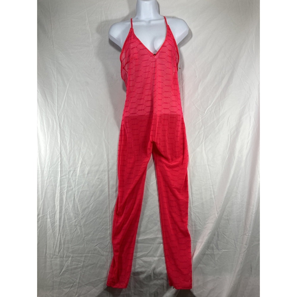 SAVAGE X FENTY Pink Sleeveless V Neck Split Gusset Jumpsuit Sleep Wear Size M-L